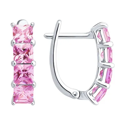 Серьги из серебра с фианитами из серебро