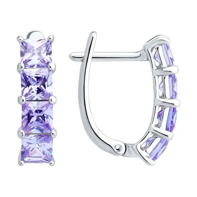 Серьги из серебра с фианитами из серебро