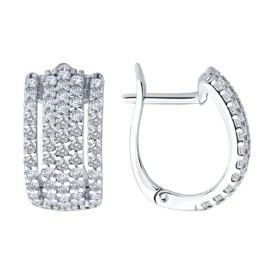 Серьги из серебра с фианитами из серебро