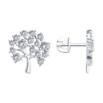 Серьги из серебра с фианитами из серебро