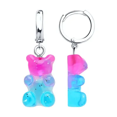 Серьги из серебра со смолой из серебро