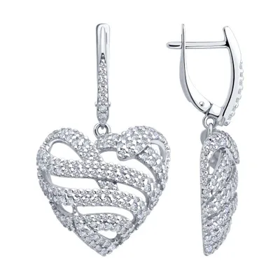 Серьги из серебра с фианитами из серебро