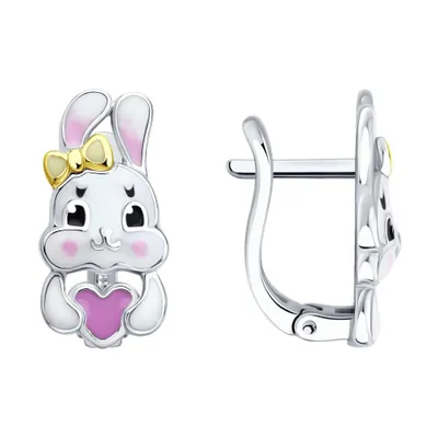 Серьги из золочёного серебра с эмалью из серебро