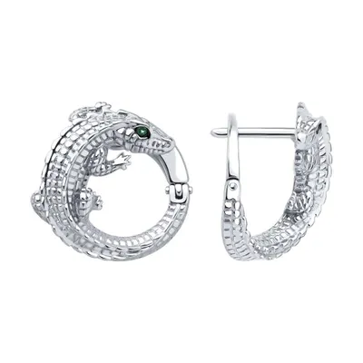 Серьги из серебра с фианитами из серебро