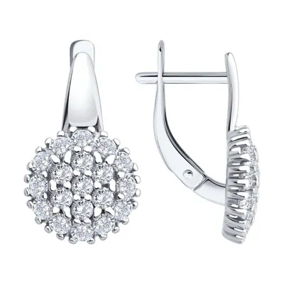 Серьги из серебра с фианитами из серебро