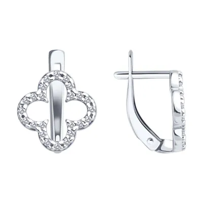 Серьги из серебра с фианитами из серебро