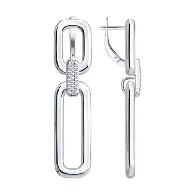 Серьги из серебра с фианитами из серебро