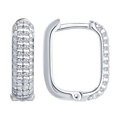 Серьги из серебра с фианитами из серебро