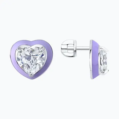 Серьги из серебра с фианитами и эмалью из серебро