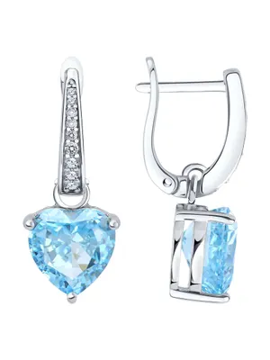 Серьги из серебра с фианитами из серебро