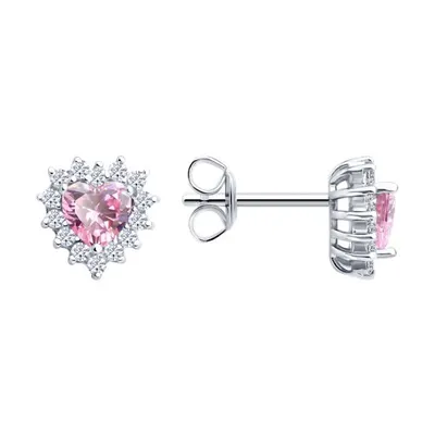 Серьги из серебра с фианитами из серебро