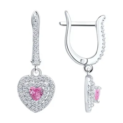 Серьги из серебра с фианитами из серебро