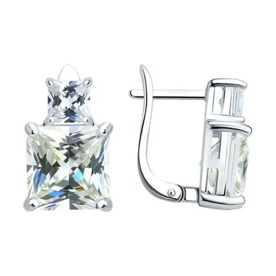 Серьги из серебра с фианитами из серебро