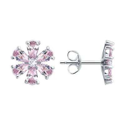 Серьги из серебра с фианитами из серебро