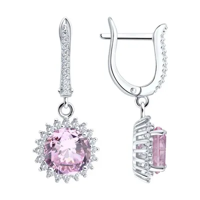 Серьги из серебра с фианитами из серебро