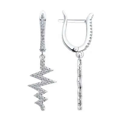 Серьги из серебра с фианитами из серебро