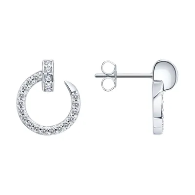 Серьги из серебра с фианитами из серебро