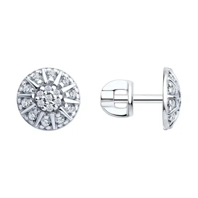 Серьги из серебра с фианитами из серебро