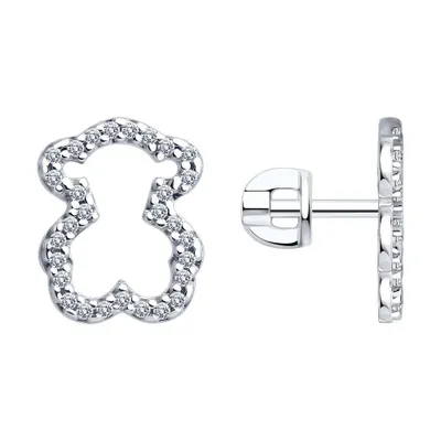 Серьги из серебра с фианитами из серебро