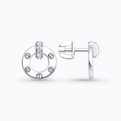 Серьги из серебра с фианитами из серебро