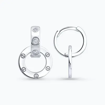Серьги из серебра с фианитами из серебро