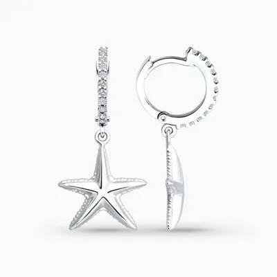 Серьги из серебра с фианитами из серебро