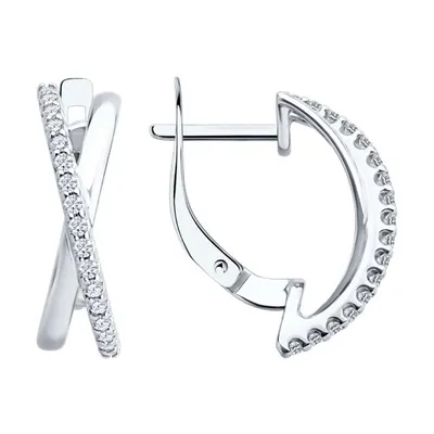 Серьги из серебра с фианитами из серебро