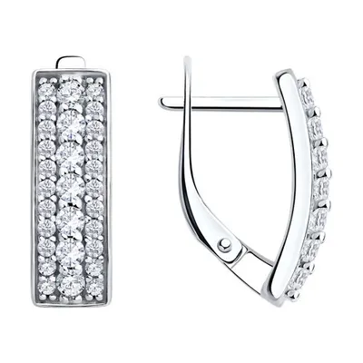 Серьги из серебра с фианитами из серебро
