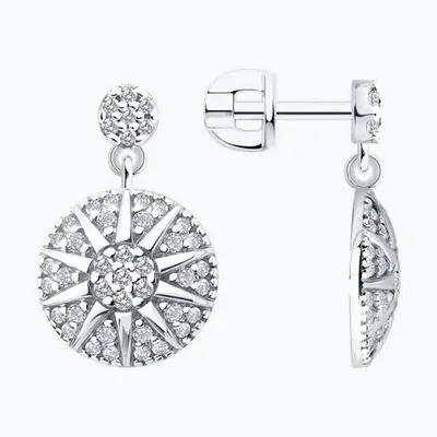 Серьги из серебра с фианитами из серебро