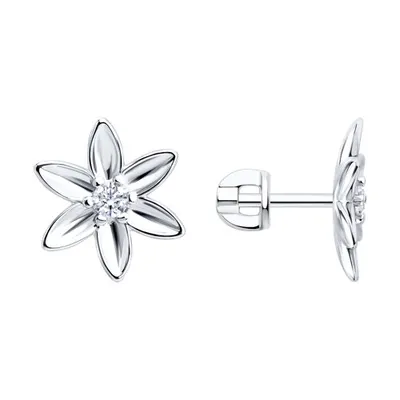 Серьги из серебра с фианитами из серебро