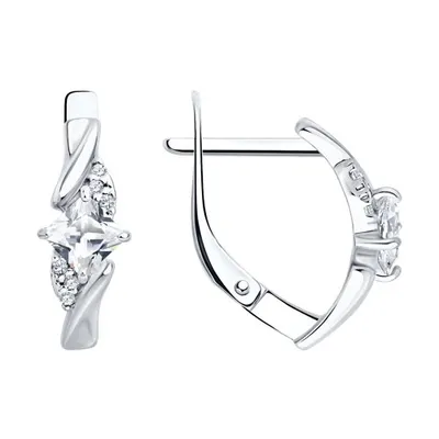 Серьги из серебра с фианитами из серебро