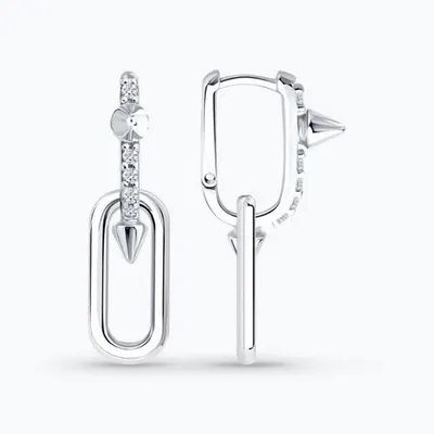 Серьги из серебра с фианитами из серебро