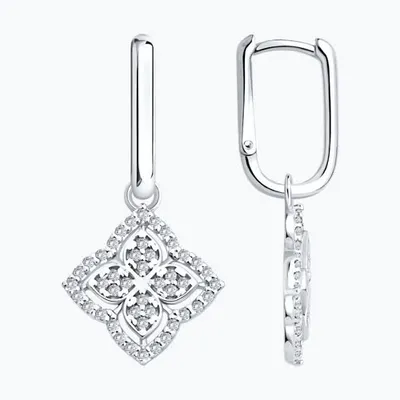 Серьги из серебра с фианитами из серебро