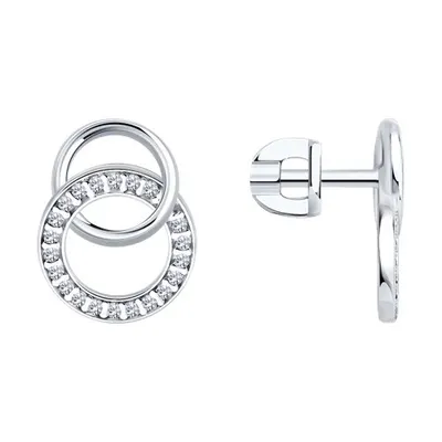 Серьги из серебра с фианитами из серебро