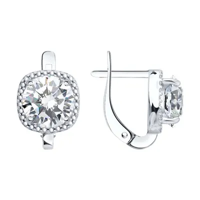 Серьги из серебра с фианитами из серебро