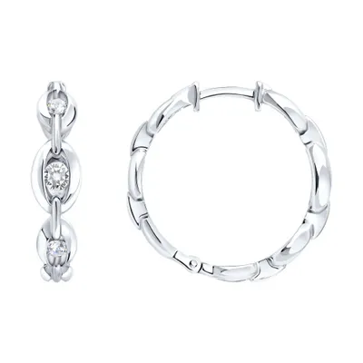 Серьги из серебра с фианитами из серебро