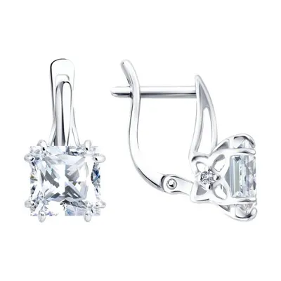 Серьги из серебра с фианитами из серебро