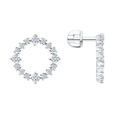 Серьги из серебра с фианитами из серебро