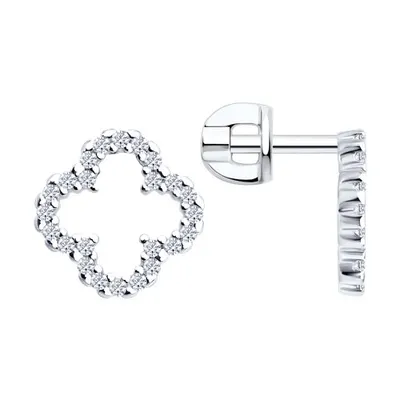 Серьги из серебра с фианитами из серебро