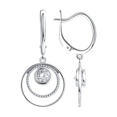 Серьги из серебра с фианитами из серебро