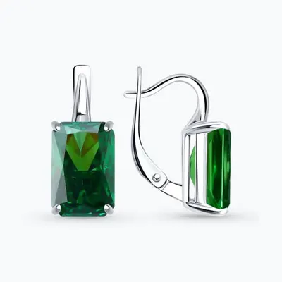 Серьги из серебра с фианитами из серебро