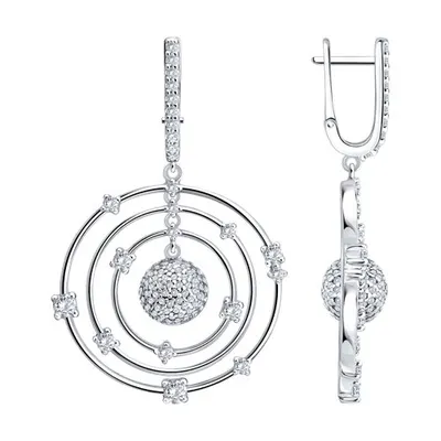 Серьги из серебра с фианитами из серебро