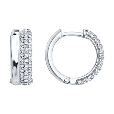 Серьги из серебра с фианитами из серебро