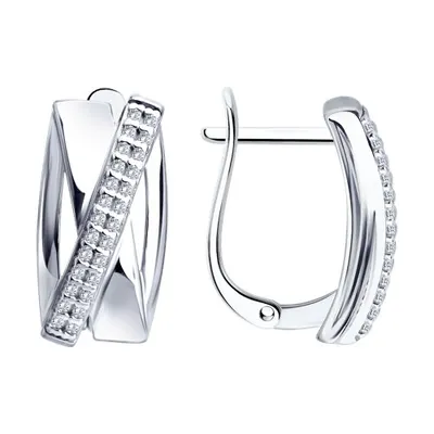 Серьги из серебра с фианитами из серебро