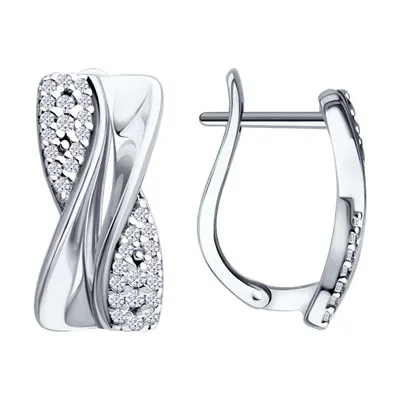 Серьги из серебра с фианитами из серебро
