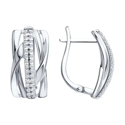 Серьги из серебра с фианитами из серебро