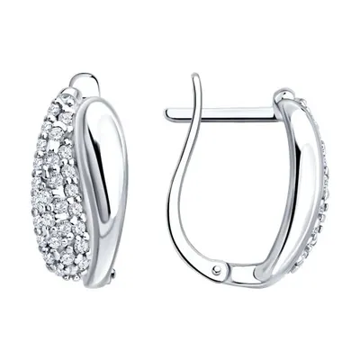 Серьги из серебра с фианитами из серебро