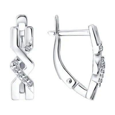 Серьги из серебра с фианитами из серебро