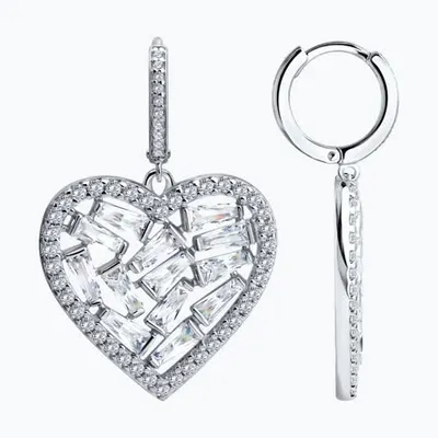 Серьги из серебра с фианитами из серебро