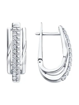 Серьги из серебра с фианитами из серебро